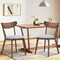 Mid-Century Walnut Dining Chairs Set 2 Ergonomic Cushioned Seat Rubber Wood